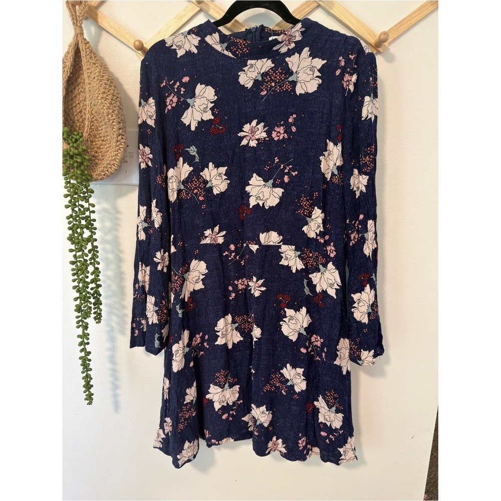 Love Fire Floral Mini Dress XL Navy Blue
